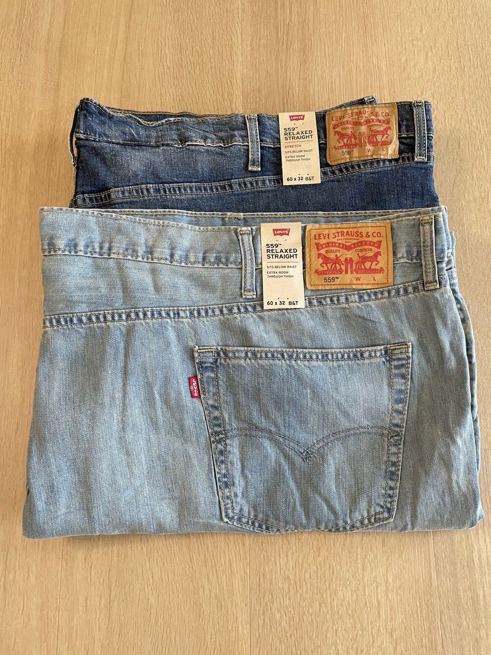 NWT Levis 559 Jeans 60x32 Big & Tall Relaxed Straight Medium Light Denim Lot 2